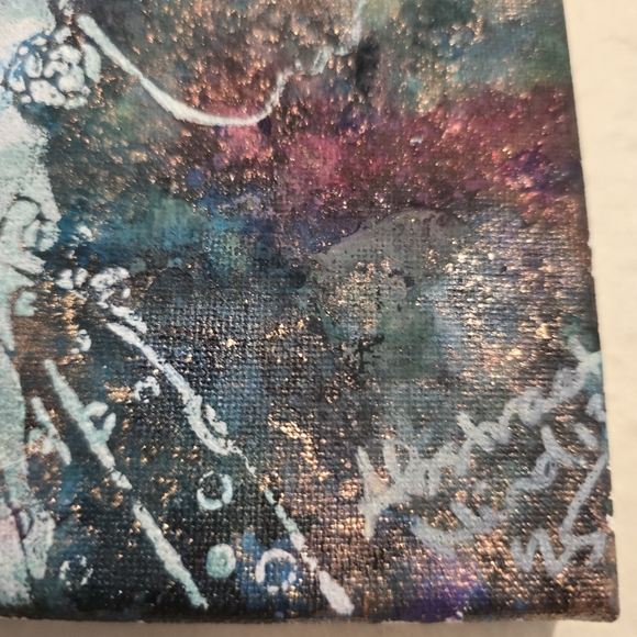 HANDCRAFTED Abstract Painting HANDPAINTED Artwork HANDMADE Wall Art Decor 8"x8" - Picture 12 of 13